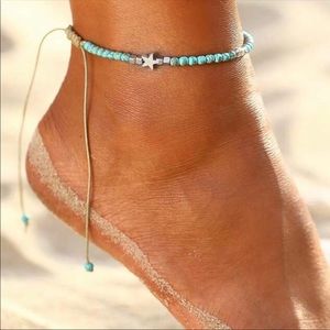 BLUE BEAD SILVER STAR LEATHER SUMMER ANKLE…